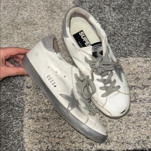 Golden Goose White and Gray Sneakers